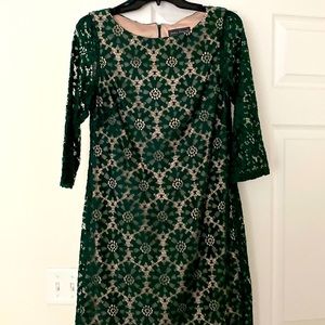 Jessica Howard Green and Cream Lace Midi Dress